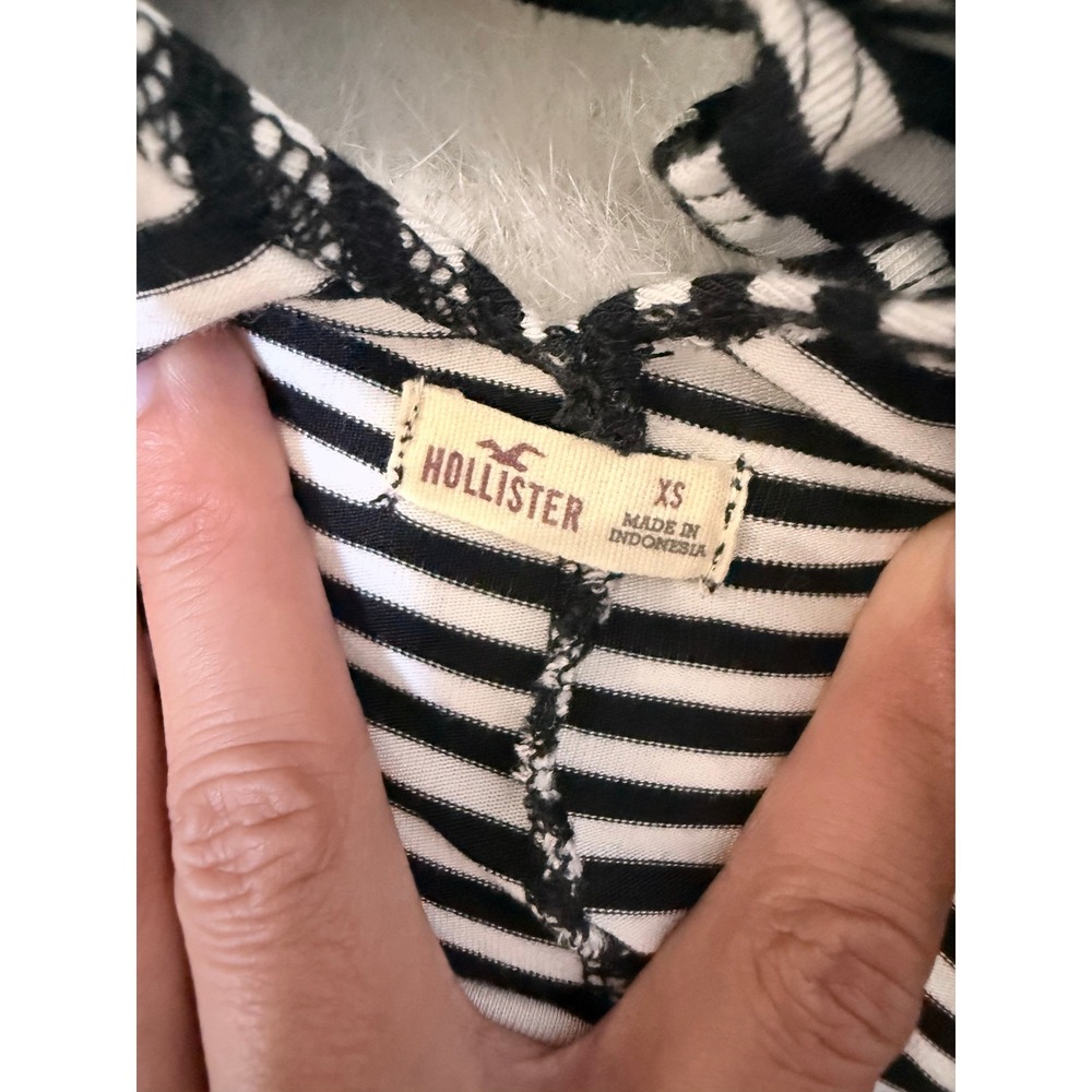 Hollister Womens XS Black White Striped Strappy Back A-Line Mini Tank Dress - Picture 5 of 7
